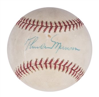 Thurman Munson Single Signed Official League Baseball (PSA/DNA & Beckett Grade 8)